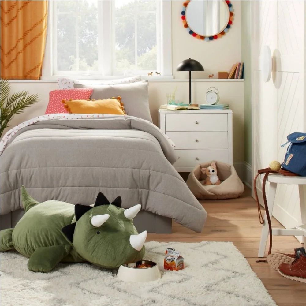 PILLOWFORT NWT Channel Jersey Kids' Comforter Set Gray -full/queen